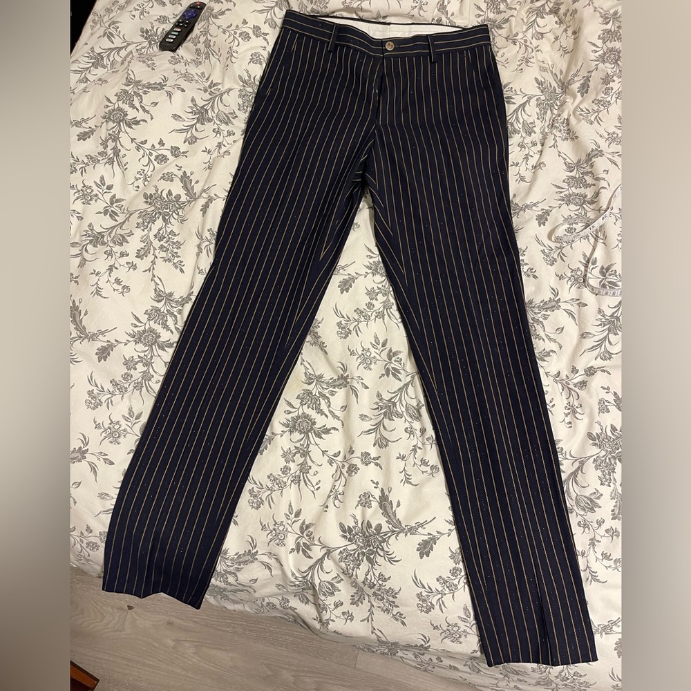 Dark blue and gold pinstripe NWOT men’s dress pants